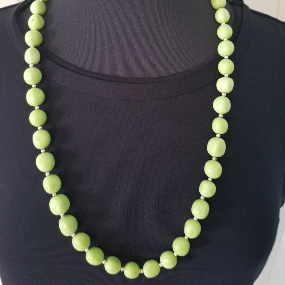 Lime Green Turquoise necklace with sterling silver